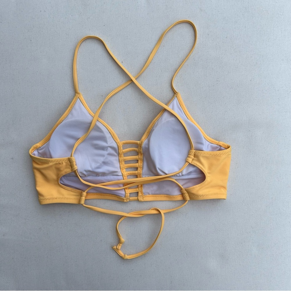 CUPSHE Orange//Gold Strappy Self Back Tie Bikini Top - Picture 4 of 5